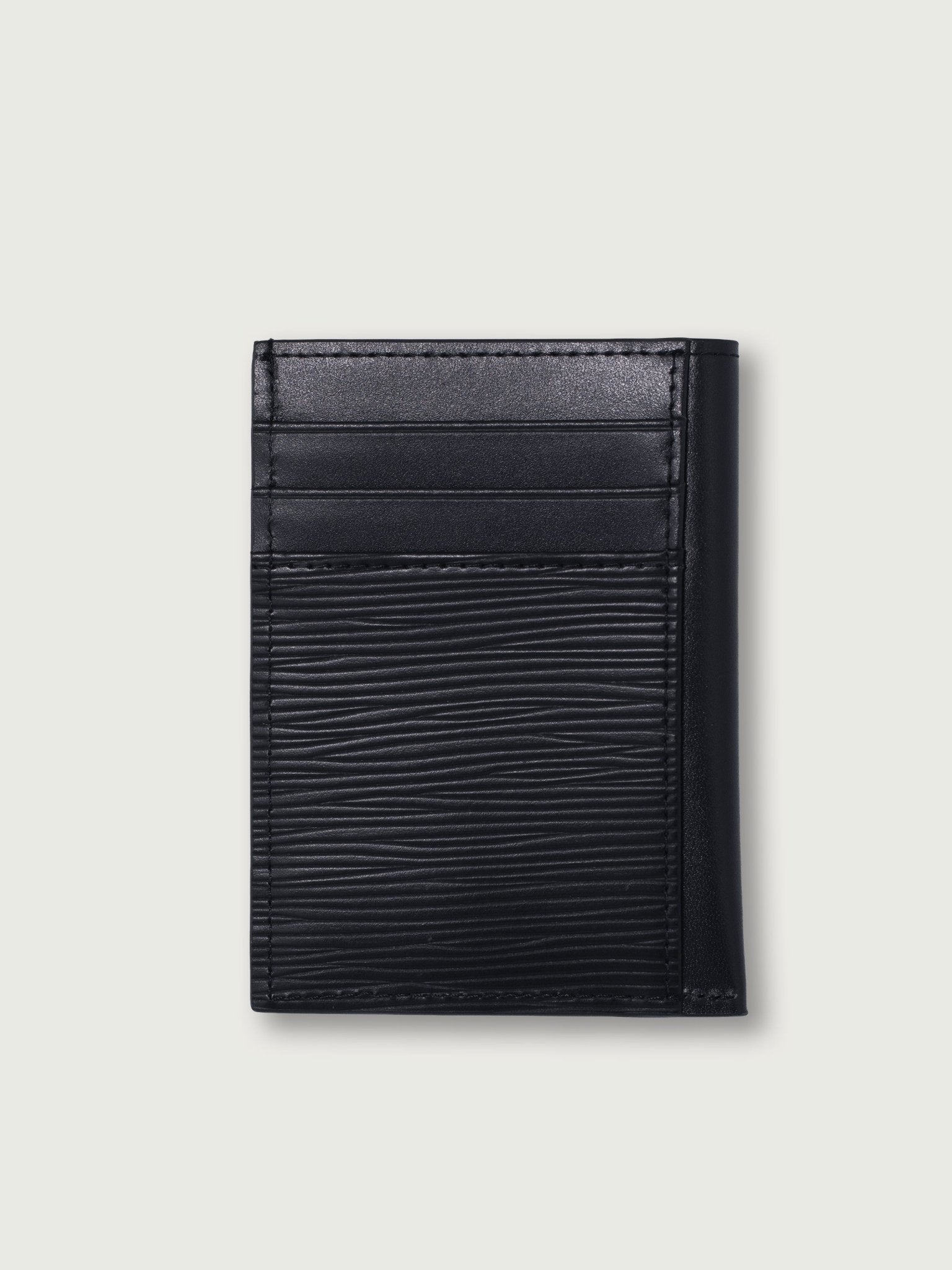 TARJETERO VERTICICAL DE CUERO NEGRO PARA 8 TARJETAS