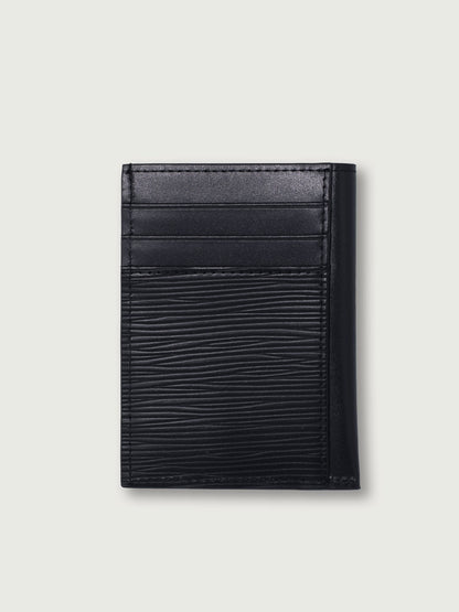 TARJETERO VERTICICAL DE CUERO NEGRO PARA 8 TARJETAS