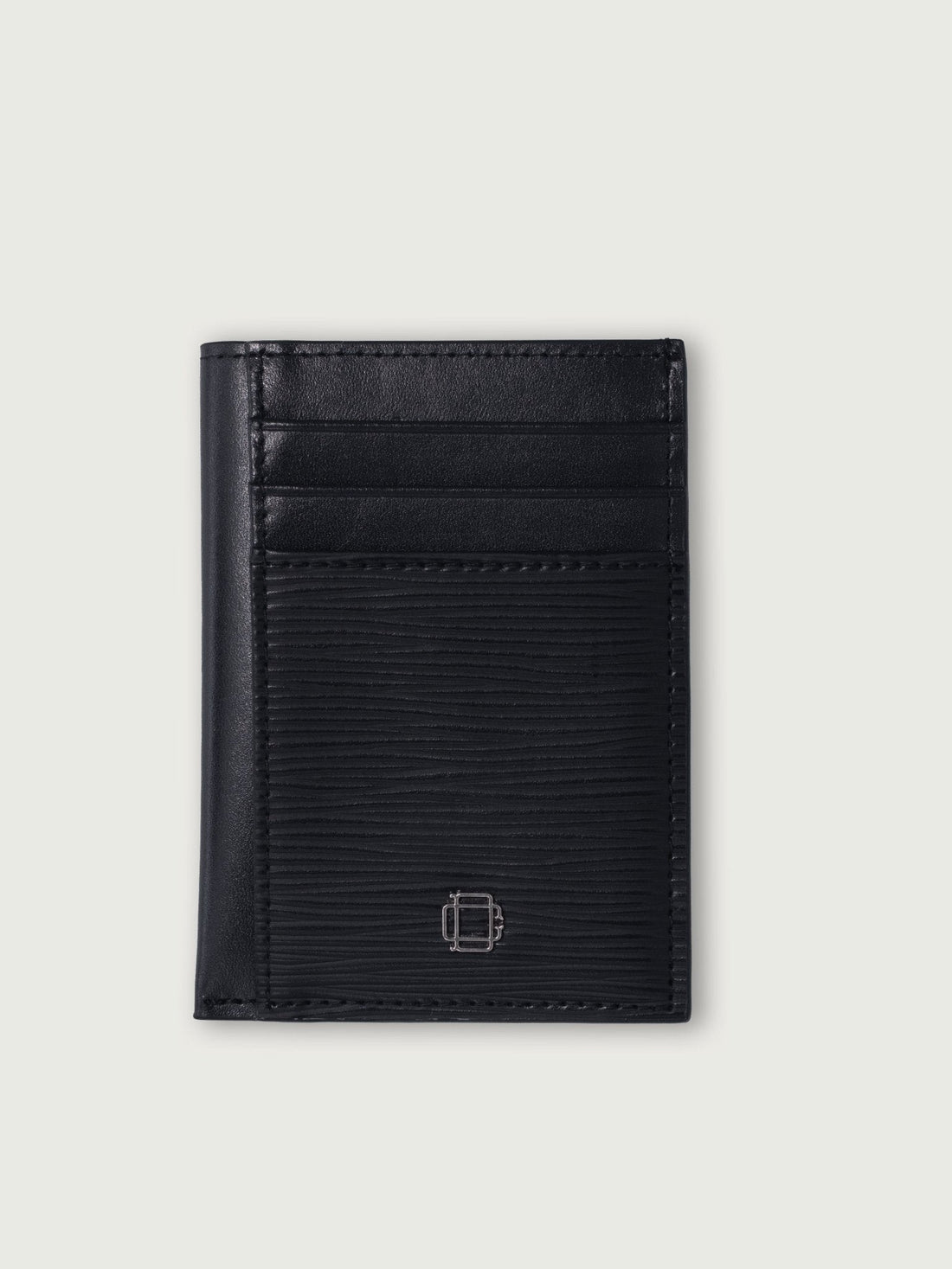 TARJETERO VERTICICAL DE CUERO NEGRO PARA 8 TARJETAS