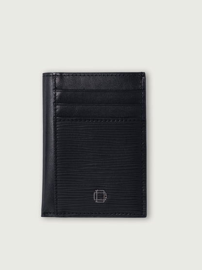 TARJETERO VERTICICAL DE CUERO NEGRO PARA 8 TARJETAS
